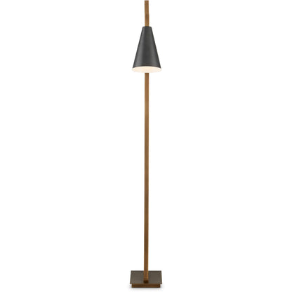 Duet Floor Lamp by Currey and Company in oil rubbed bronze, antique brass. Made from metal in a modern style.
