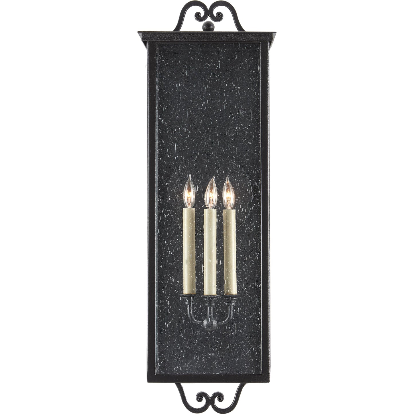 010 S-222943 | Additional Silo | Giatti Outdoor Wall Sconce by Currey and Company in midnight (pure black). Made from wrought iron, glass in a traditional style.