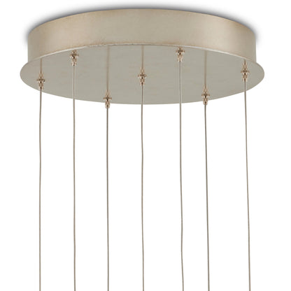 Regatta Round 7-Light Multi-Drop Pendant by Currey and Company in cupertino, silver. Made from cupertino, iron, capiz shell in a modern style.