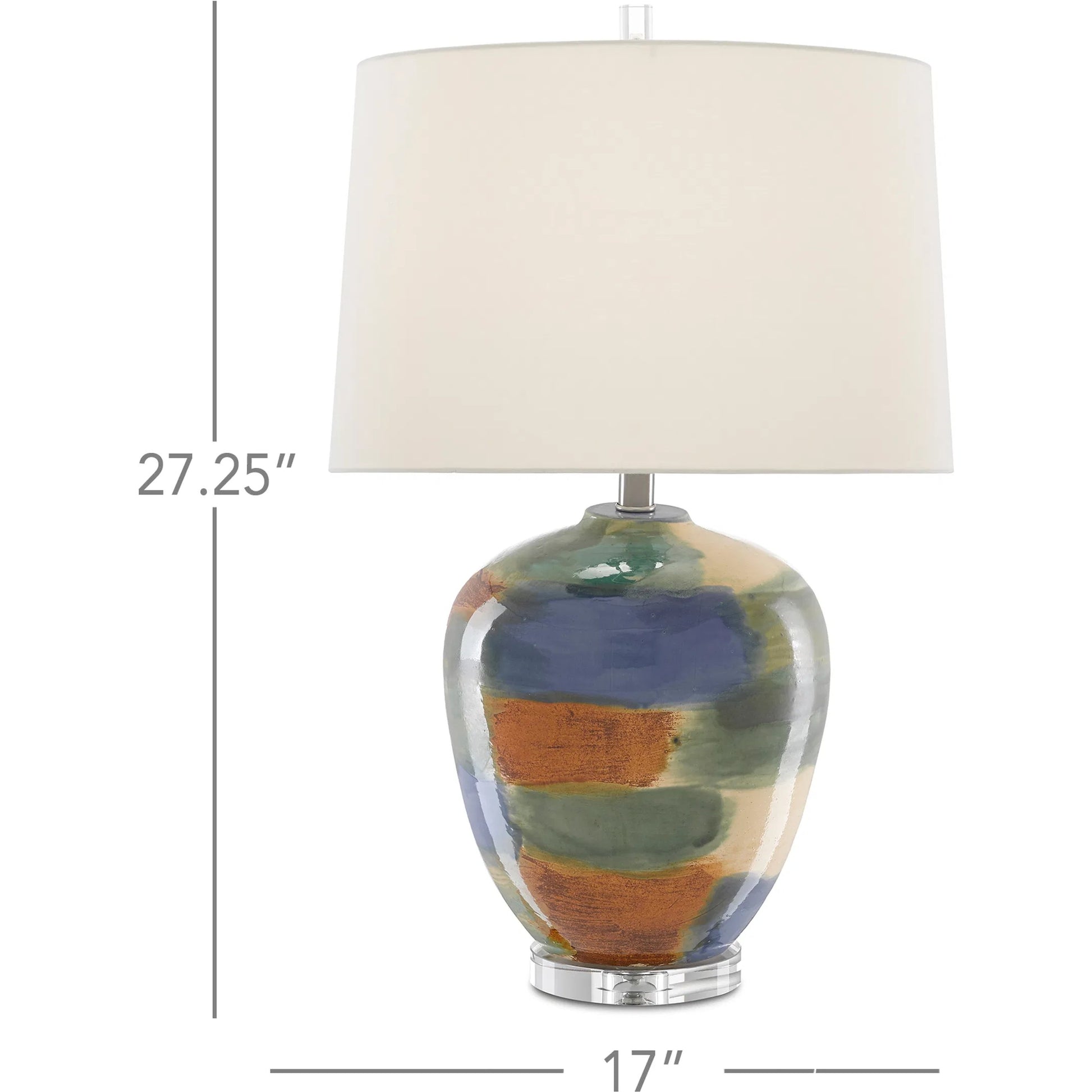 Rainbow Table Lamp by Currey and Company in blue, green, sand, rust, clear. Made from porcelain, crystal in a eclectic & global style.