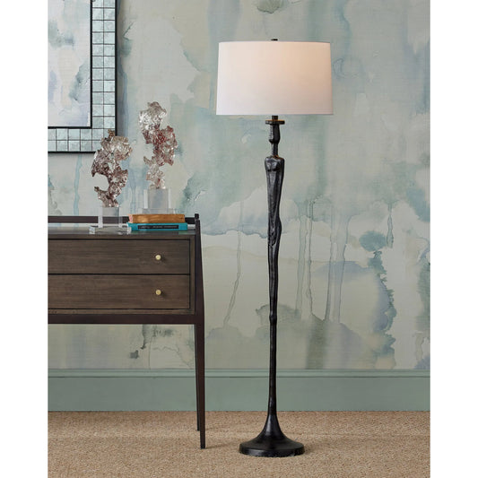 Mirage Floor Lamp by Currey and Company in black. Made from cast aluminum in a rustic style.