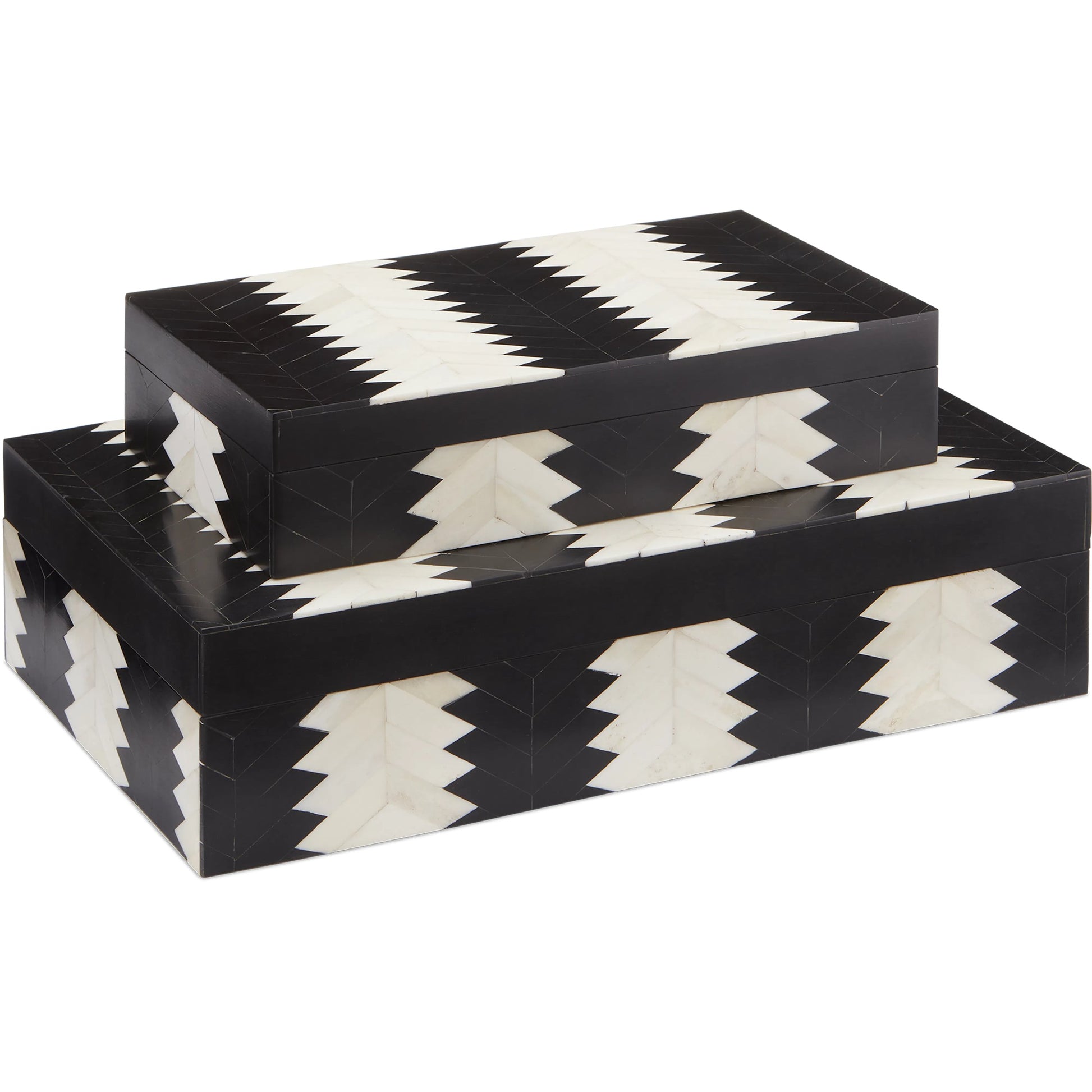 Arrow Box Set by Currey and Company in black, white, natural. Made from bone, wood, composite, fabric in a modern style.