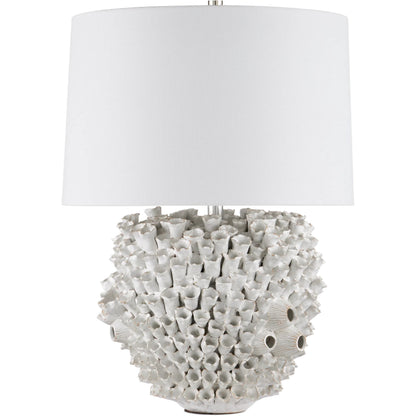 Manitapi Table Lamp by Currey and Company in white. Made from ceramic in a eclectic & global style.
