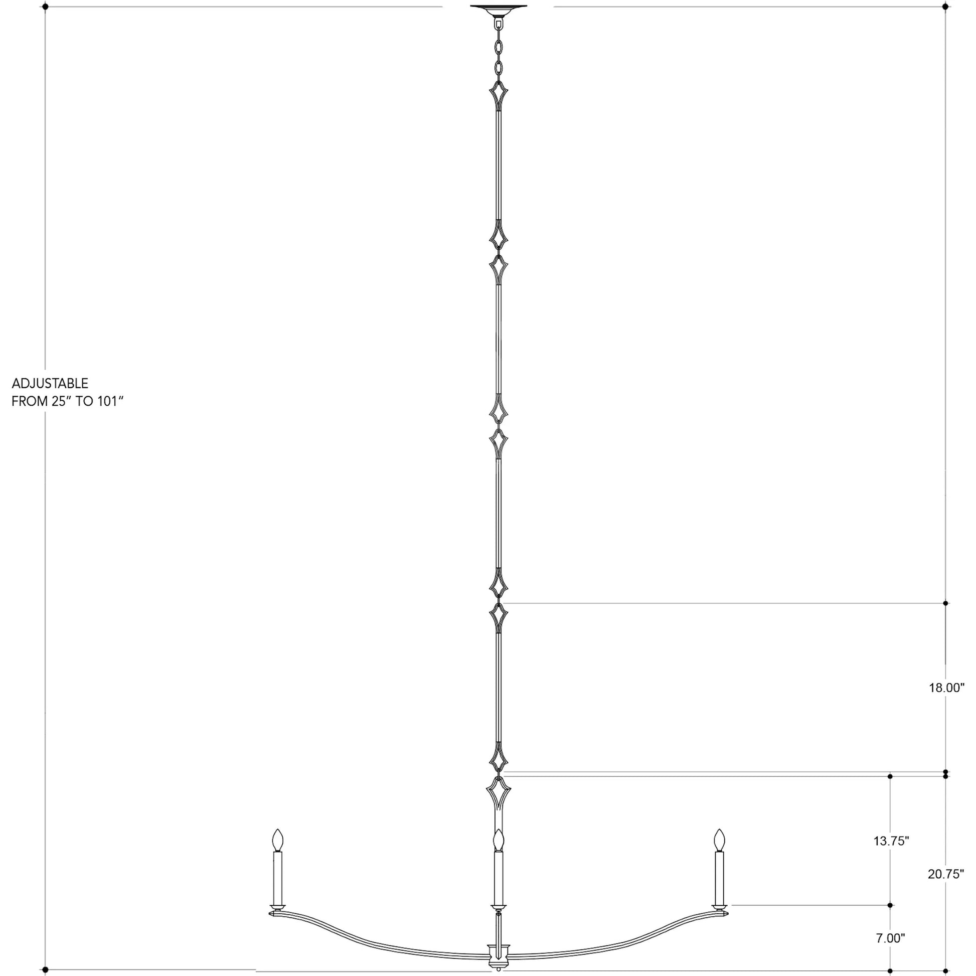 Knole Chandelier by Currey and Company in french black. Made from wrought iron in a rustic style.