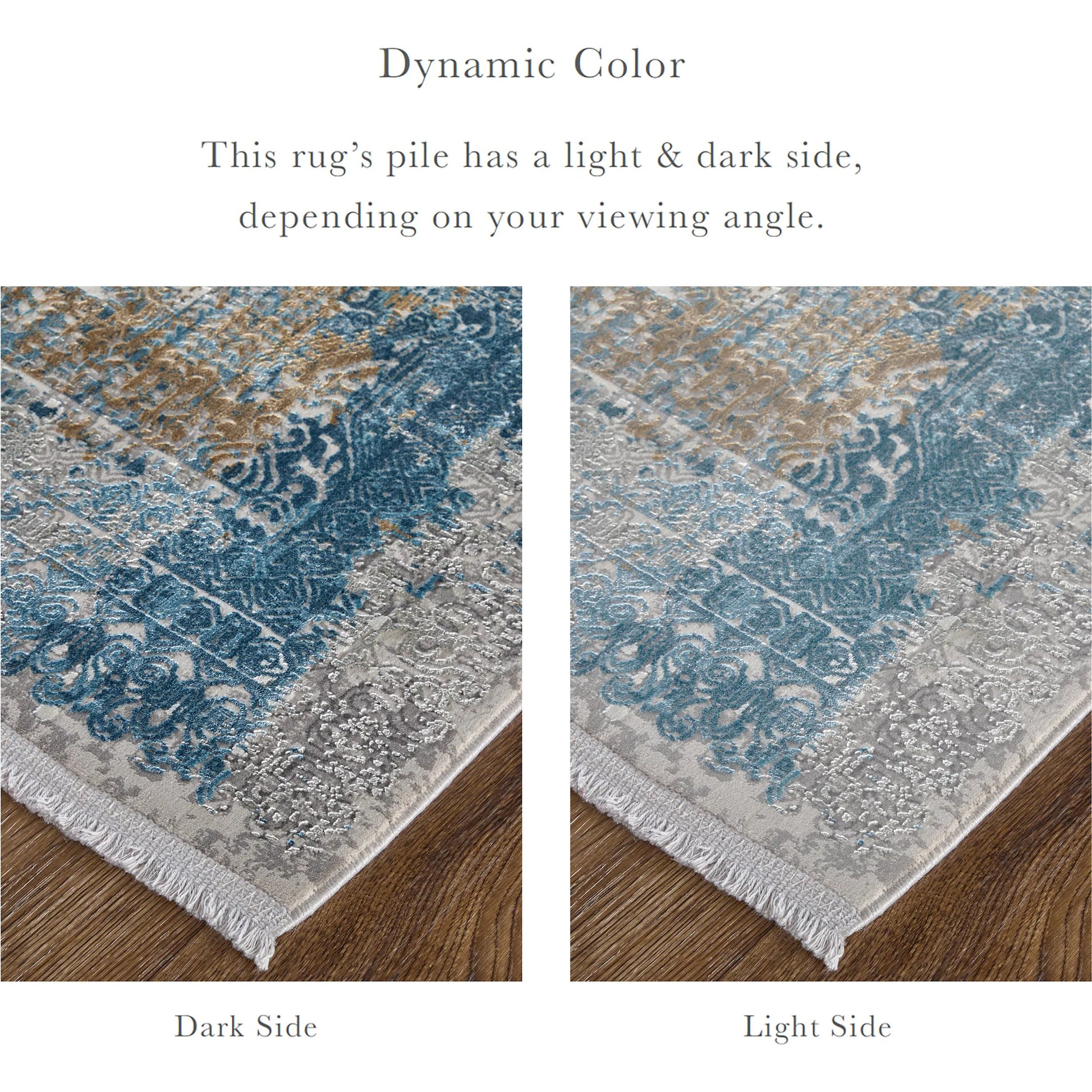 Cadiz Rug - 3890F by Feizy in blue, gray, gold. Made from viscose, acrylic in a unique style.