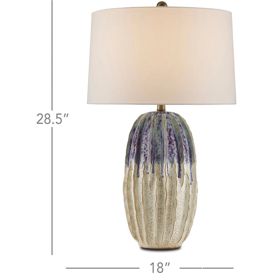 Montmartre Table Lamp by Currey and Company in milk, purple. Made from ceramic in a modern style.