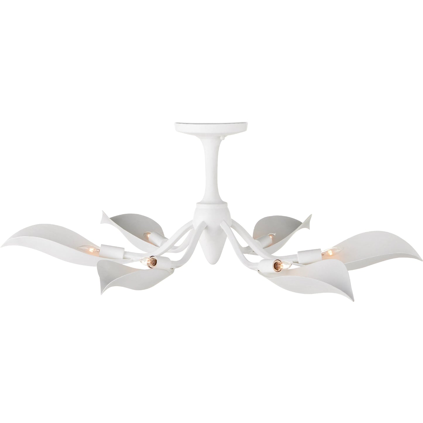 002 SI-2191848 | Additional Silo | Snowflower Semi-Flush Mount by Currey and Company in gesso white. Made from wrought iron in a modern style.