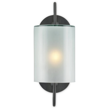 Glacier Wall Sconce by Currey and Company. Made from wrought iron, glass in a traditional style.