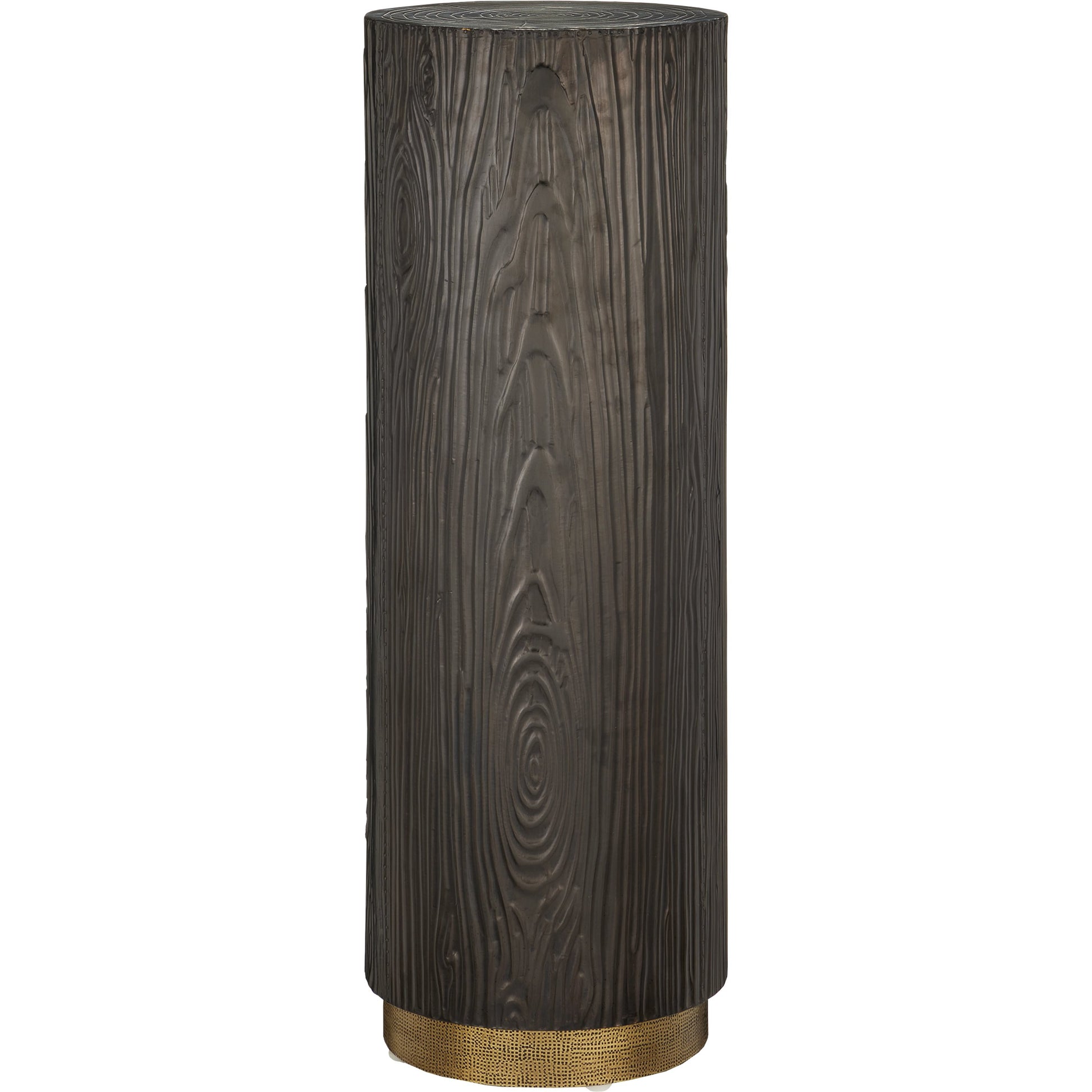 Terra Pedestal by Currey and Company in bronze, brass. Made from natural wood, brass in a modern style.
