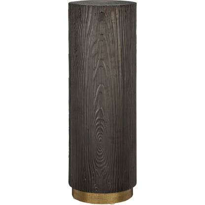 Terra Pedestal by Currey and Company in bronze, brass. Made from natural wood, brass in a modern style.
