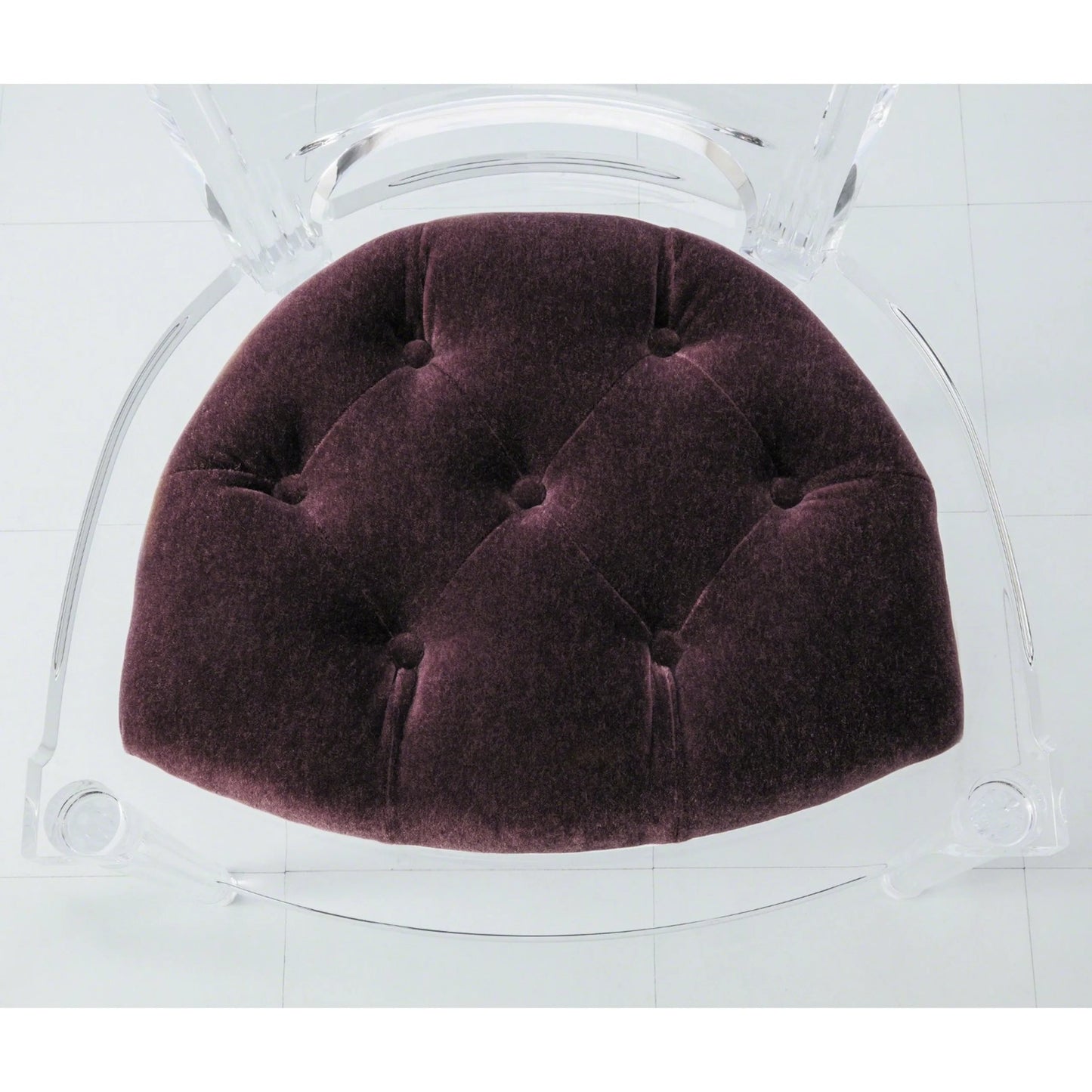 002 SI-2323953 | Closeup | Marilyn Acrylic Arm Chair by Global Views in lavender and clear acrylic. Made from unique in a modern style.