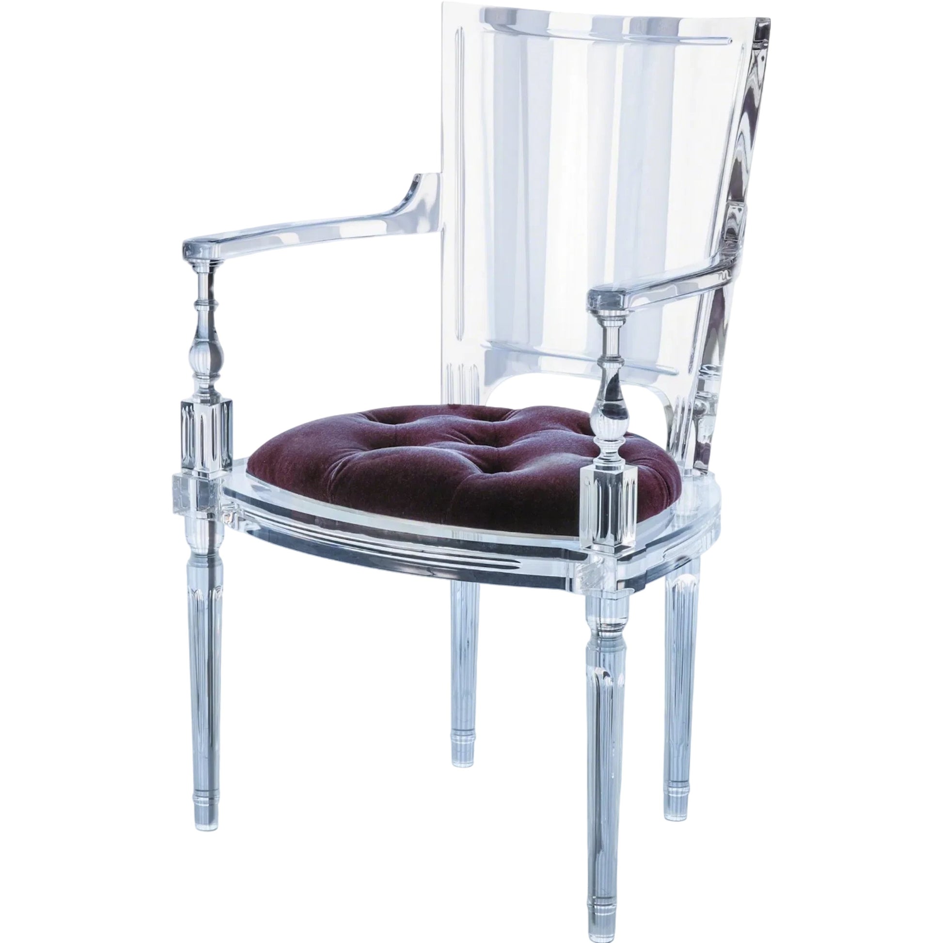 Marilyn Acrylic Arm Chair by Global Views in lavender and clear acrylic. Made from unique in a modern style.