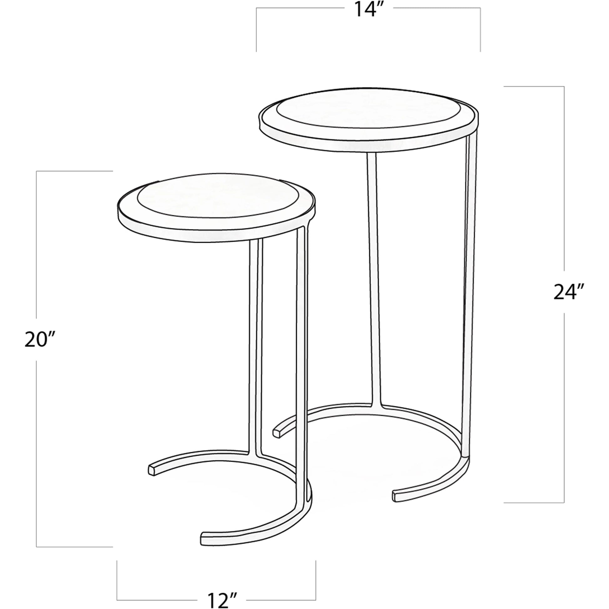 Bone Veneer Nesting Tables by Regina Andrew in nickel and polished nickel. Made from steel in a modern style.