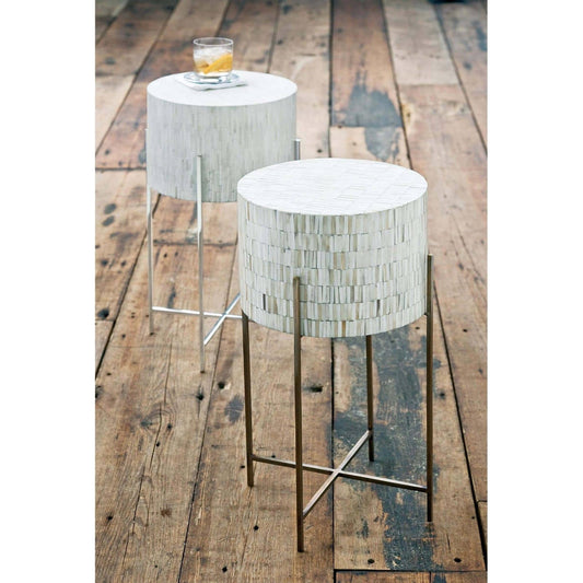 Bone Drum Table by Regina Andrew. Made from brass in a eclectic & global style.