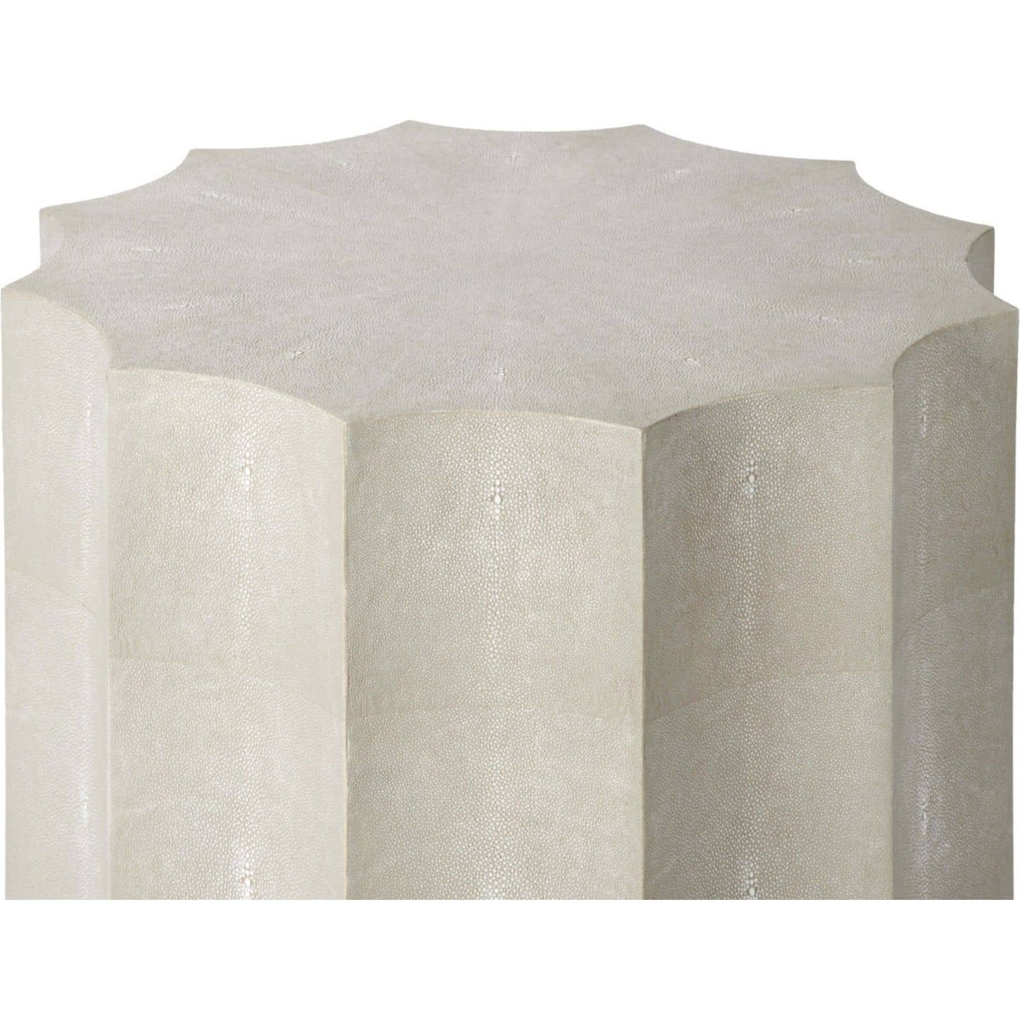 003 S-287053 | Closeup | Marilyn Shagreen Scalloped Table by Regina Andrew in gray and ivory gray. Made from mdf in a modern style.