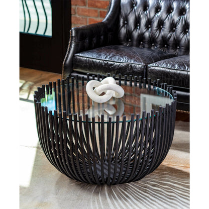 Webbed Coffee Table by Regina Andrew in ebony and blackened iron. Made from steel in a modern style.