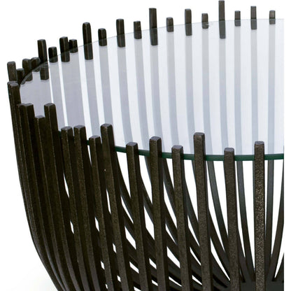 Webbed Coffee Table by Regina Andrew in ebony and blackened iron. Made from steel in a modern style.