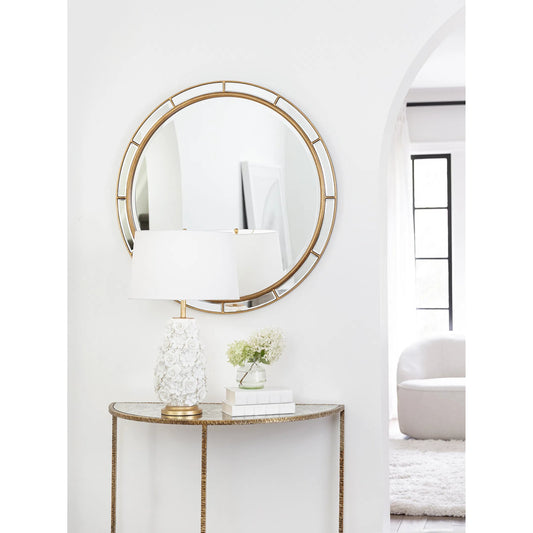 Anastasia Demilune by Regina Andrew in gold and antique gold. Made from iron in a modern style.