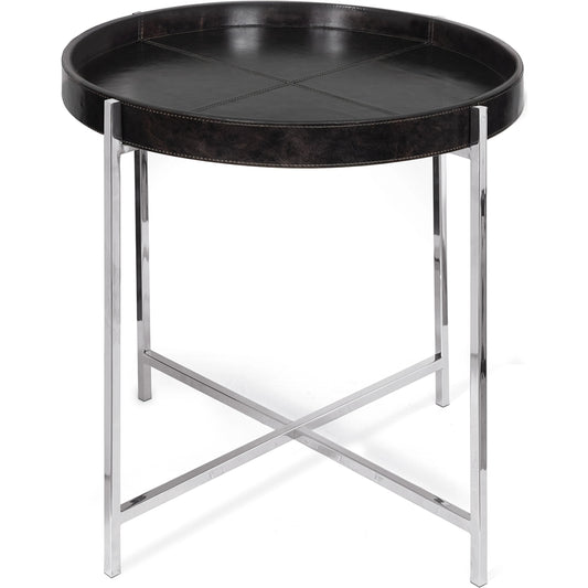 Derby Leather Tray Table by Regina Andrew in black. Made from leather in a modern style.