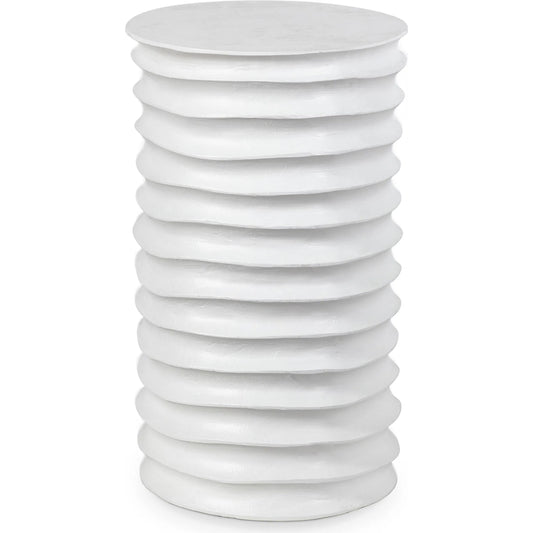 Nabu Metal Table by Regina Andrew in white. Made from aluminum in a unique style.