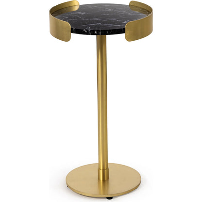 Pedros Round Drink Table by Regina Andrew in black and black. Made from marble in a unique style.