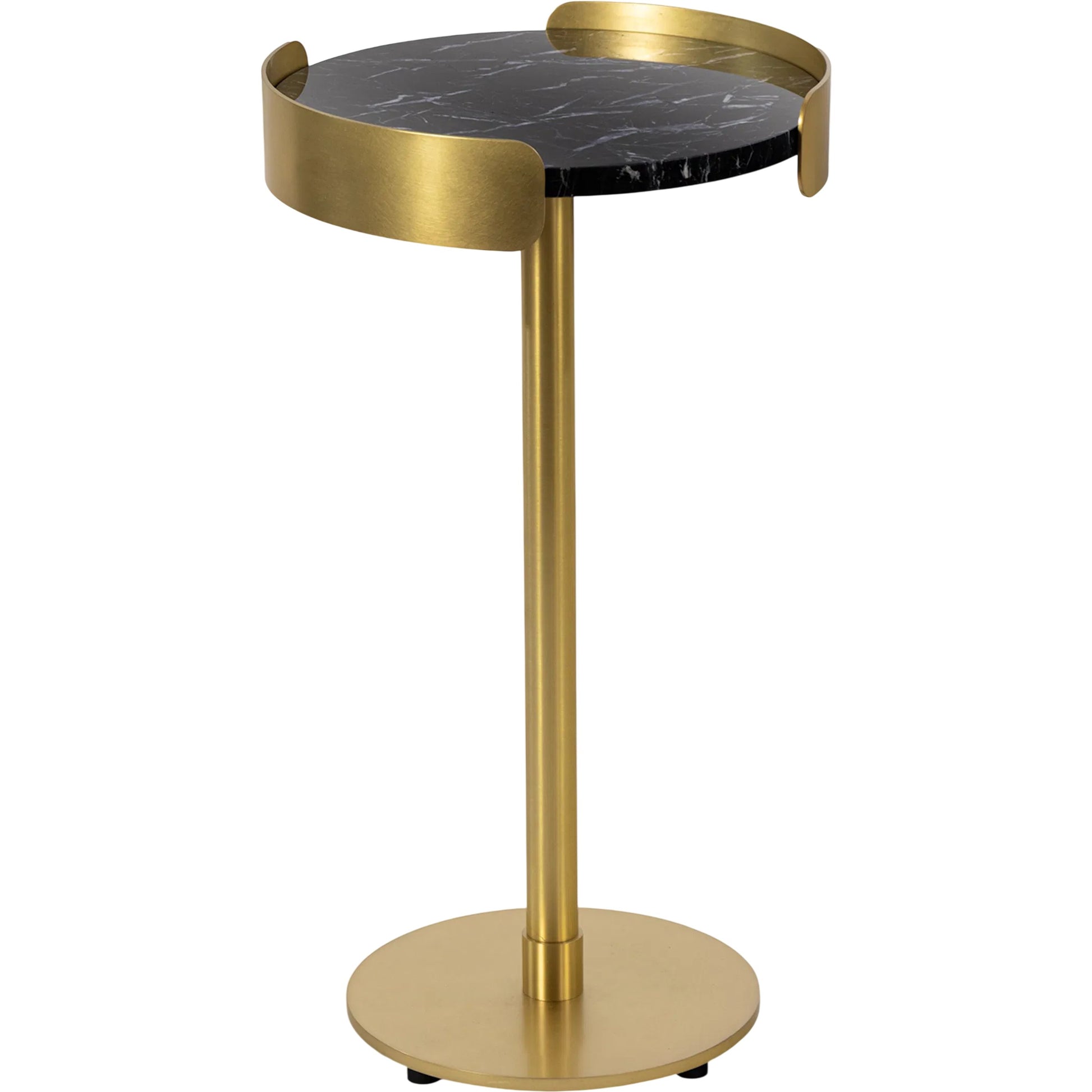 Pedros Round Drink Table by Regina Andrew in black and black. Made from marble in a unique style.