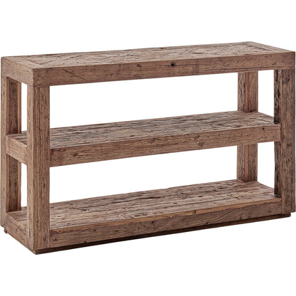 Carson Wood Console Table by Regina Andrew in brown and brown. Made from reclaimed wood in a unique style.