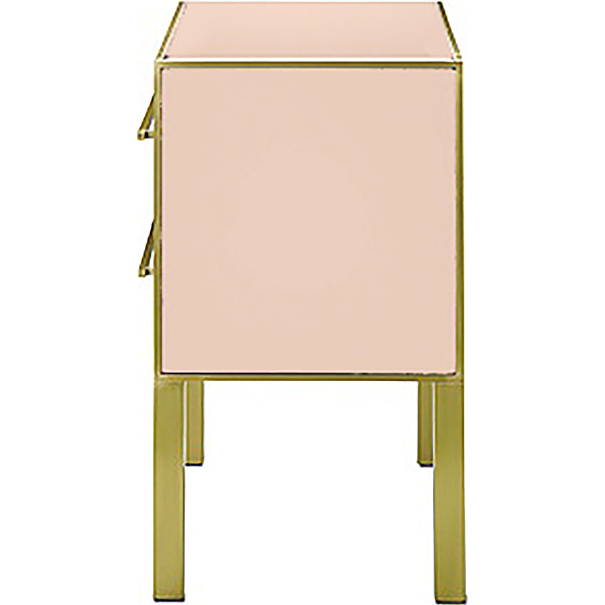 Arden Chest by Currey and Company in ivory, satin brass. Made from reverse painted glass, brass, solid hardwood, faux suede in a traditional style.