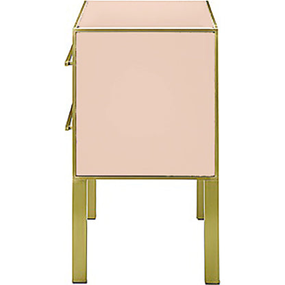 Arden Chest by Currey and Company in ivory, satin brass. Made from reverse painted glass, brass, solid hardwood, faux suede in a traditional style.