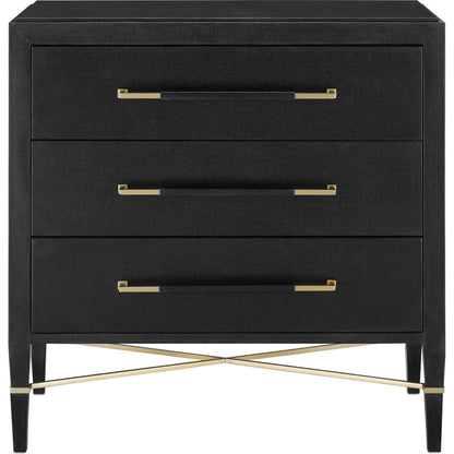 Verona Chest by Currey and Company in black, champagne. Made from solid wood, engineered hardwood in a modern style.