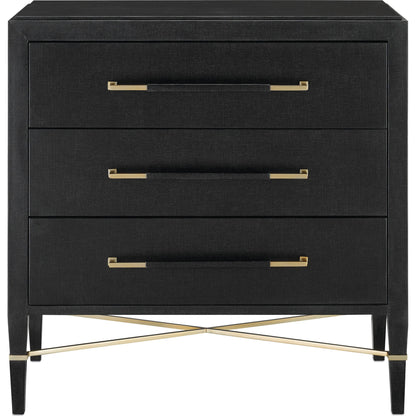 Verona Chest by Currey and Company in black, champagne. Made from solid wood, engineered hardwood in a modern style.