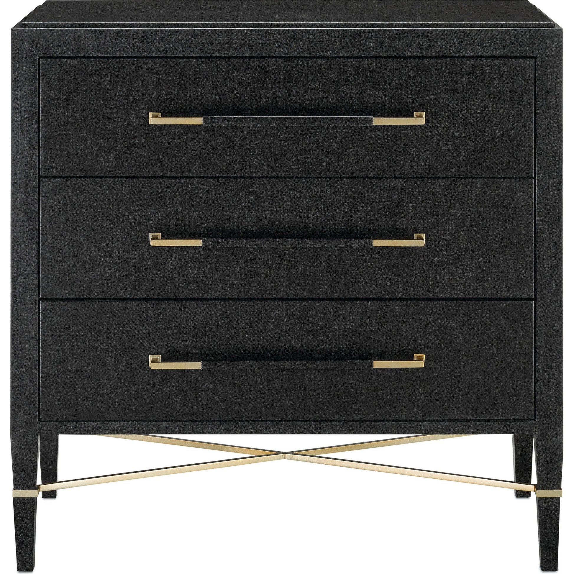 Verona Chest by Currey and Company in black, champagne. Made from solid wood, engineered hardwood in a modern style.