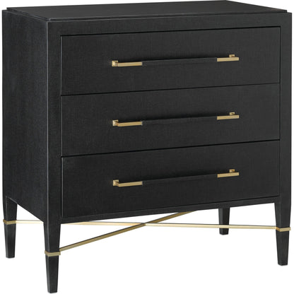 Verona Chest by Currey and Company in black, champagne. Made from solid wood, engineered hardwood in a modern style.