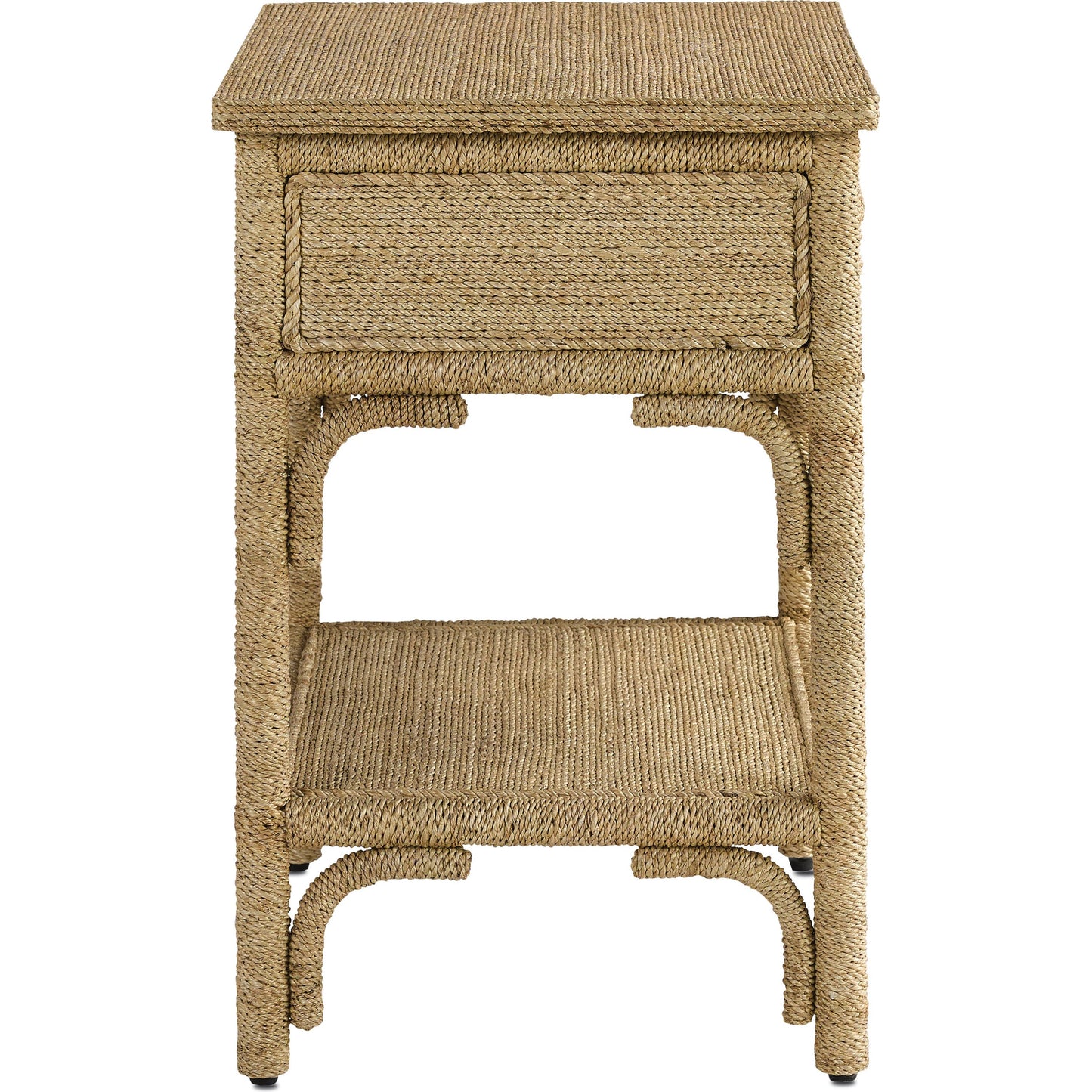004 S-291290 | Additional Silo | Olisa Nightstand by Currey and Company in natural abaca rope, washed wood. Made from abaca rope, solid wood, engineered wood, rattan in a eclectic & global style.