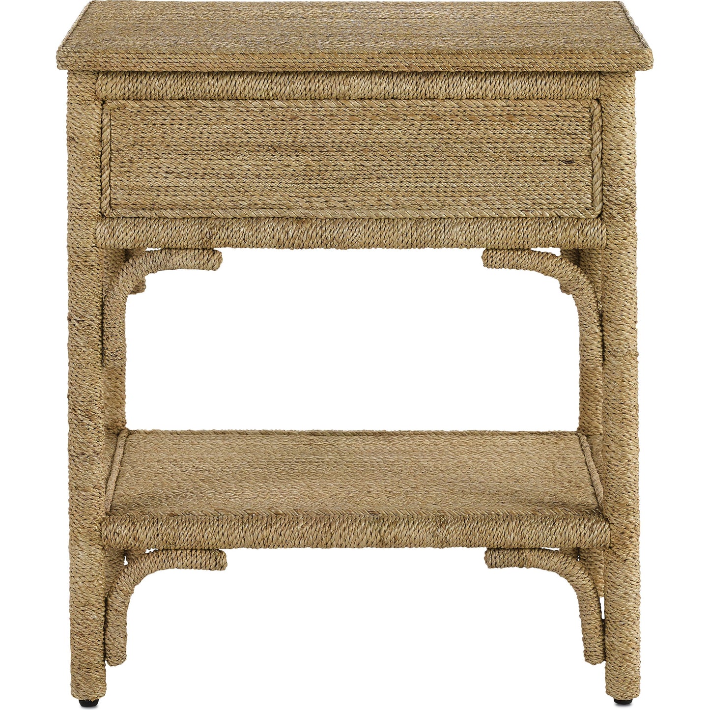 003 S-291290 | Additional Silo | Olisa Nightstand by Currey and Company in natural abaca rope, washed wood. Made from abaca rope, solid wood, engineered wood, rattan in a eclectic & global style.