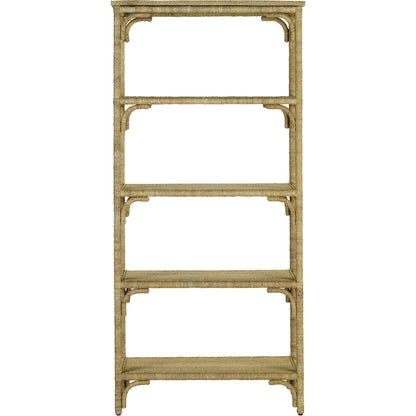 Olisa Etagere by Currey and Company in natural abaca rope, washed wood. Made from abaca rope, metal, engineered wood, rattan in a eclectic & global style.
