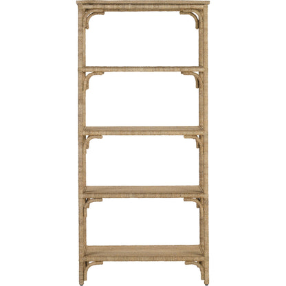 Olisa Etagere by Currey and Company in natural abaca rope, washed wood. Made from abaca rope, metal, engineered wood, rattan in a eclectic & global style.