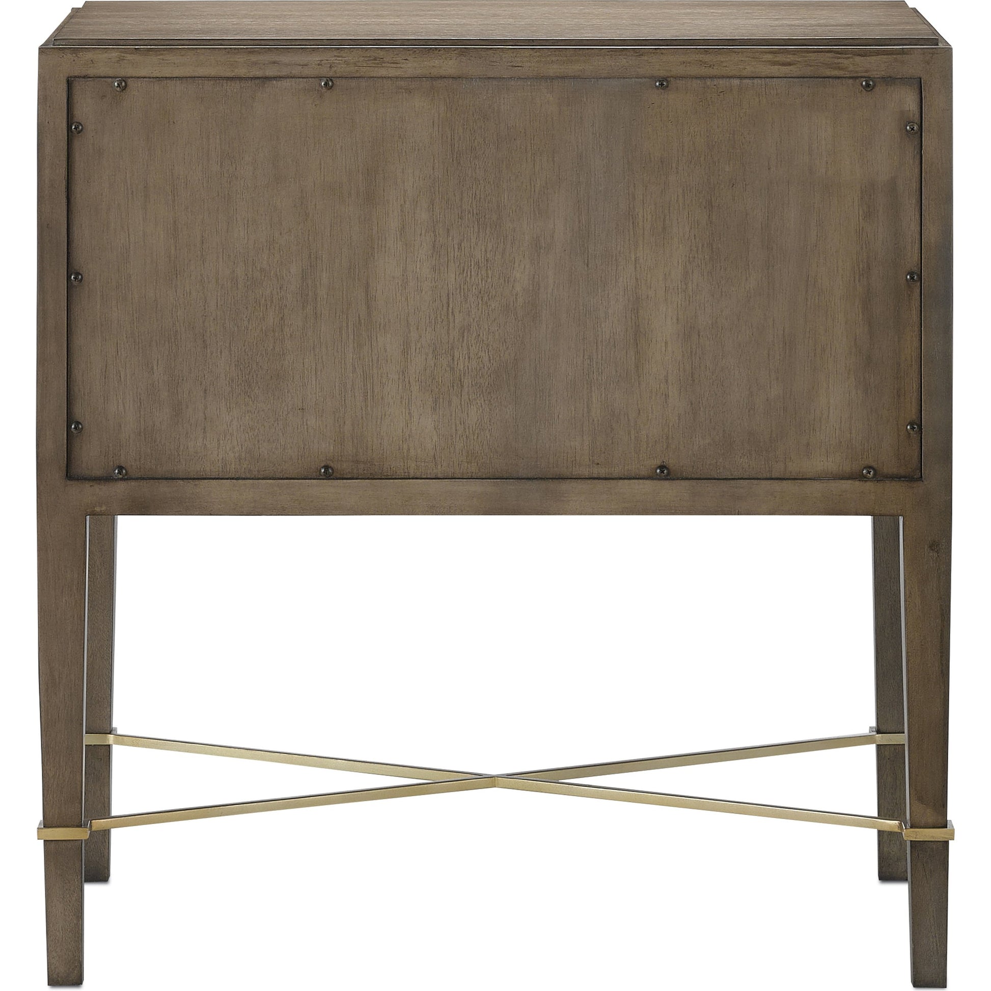 Verona Chanterelle Nightstand by Currey and Company in chanterelle, coffee, champagne. Made from mahogany, brass, iron in a transitional style.