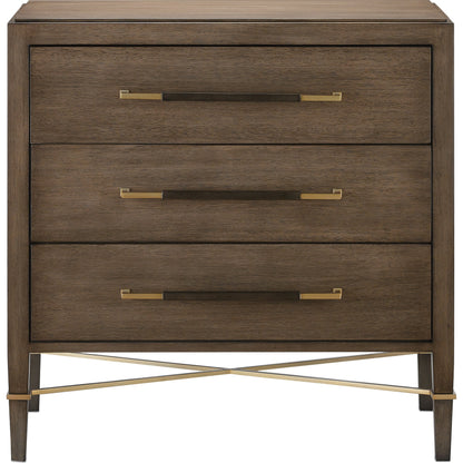 Verona Chanterelle Chest by Currey and Company in chanterelle, coffee, champagne. Made from mahogany, brass, iron in a transitional style.