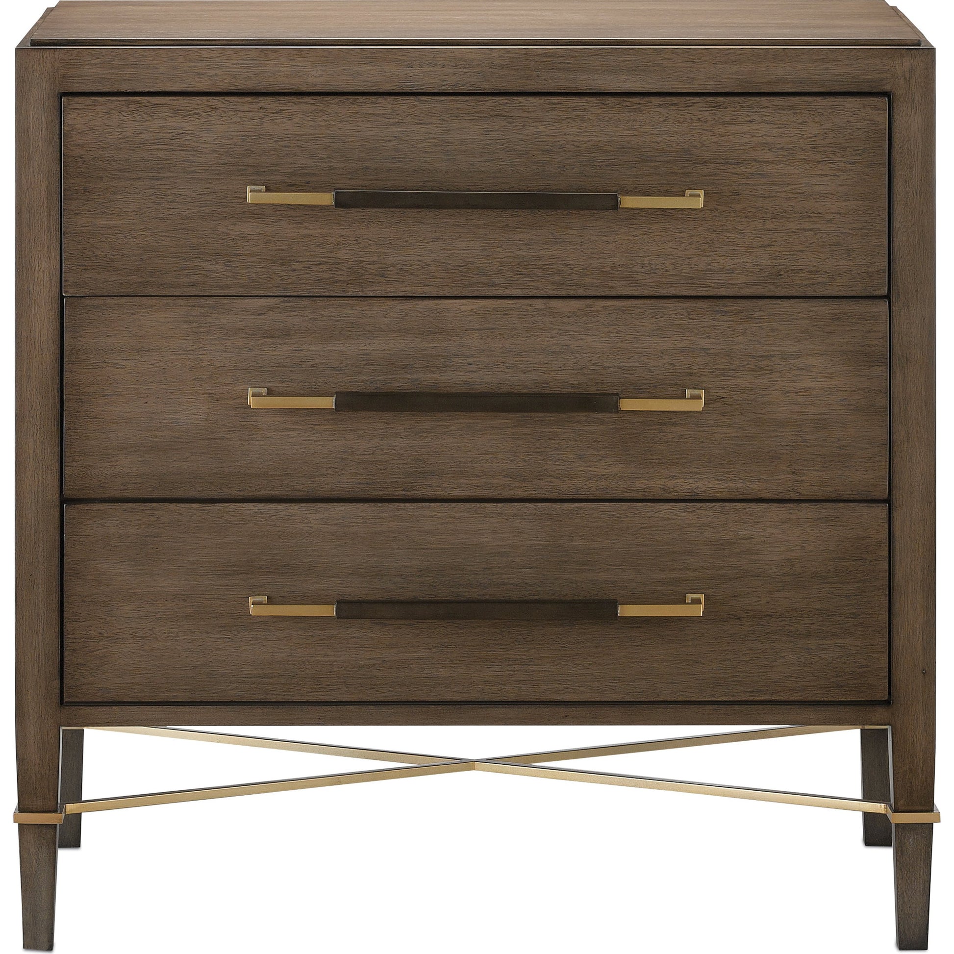 Verona Chanterelle Chest by Currey and Company in chanterelle, coffee, champagne. Made from mahogany, brass, iron in a transitional style.