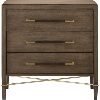 Verona Chanterelle Chest by Currey and Company in chanterelle, coffee, champagne. Made from mahogany, brass, iron in a transitional style.