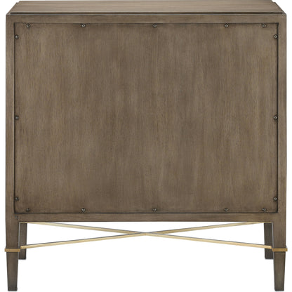 Verona Chanterelle Chest by Currey and Company in chanterelle, coffee, champagne. Made from mahogany, brass, iron in a transitional style.