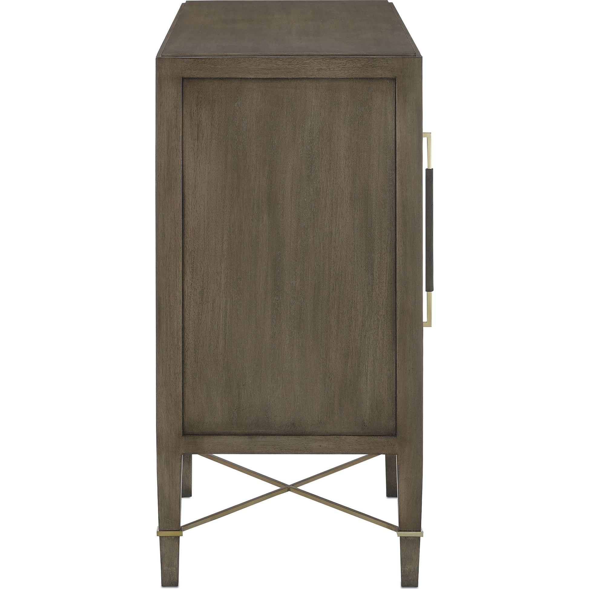 Verona Chanterelle Sideboard by Currey and Company in chanterelle, coffee, champagne. Made from mahogany, brass, iron in a modern style.