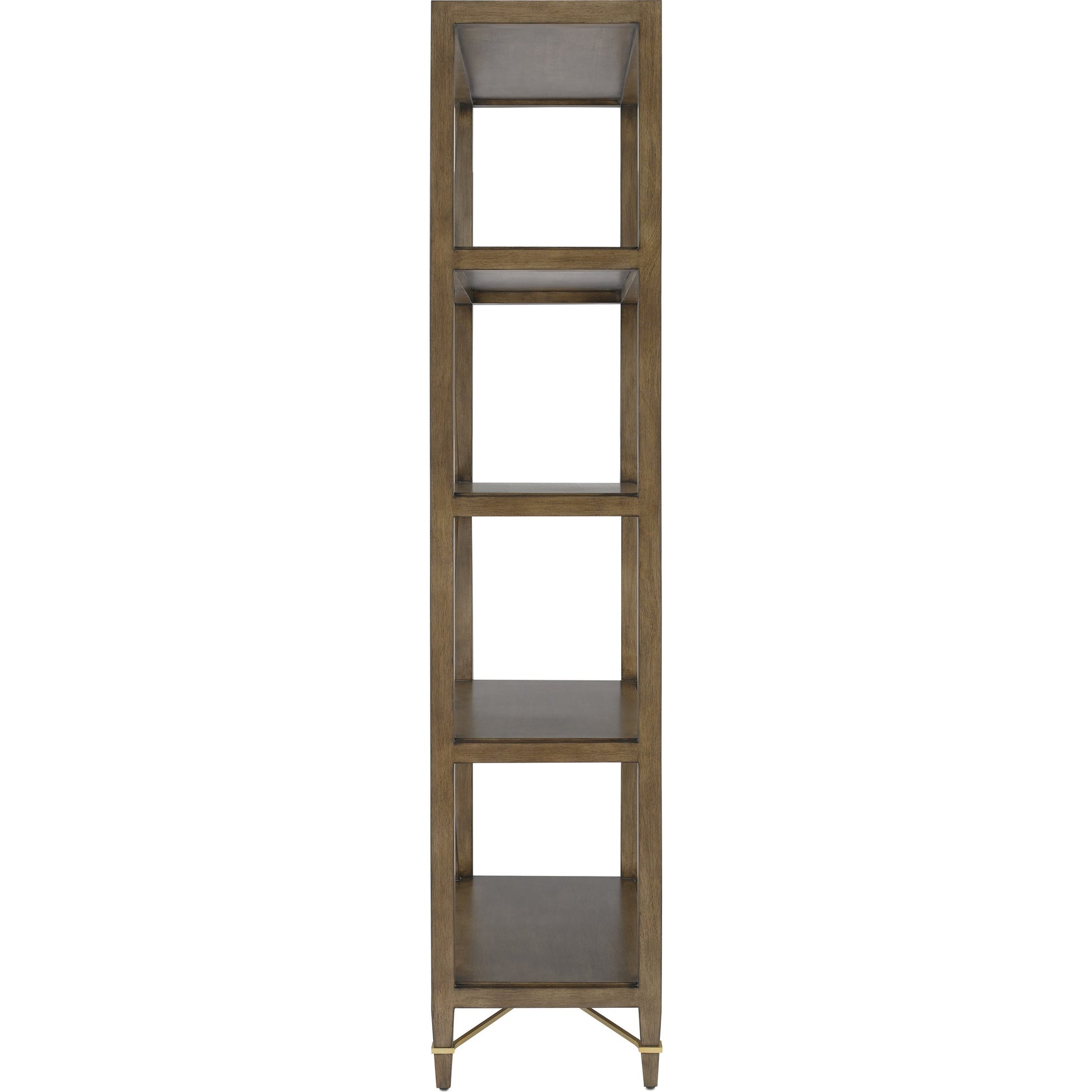 Verona Etagere by Currey and Company in chanterelle, champagne. Made from mahogany, iron in a transitional style.