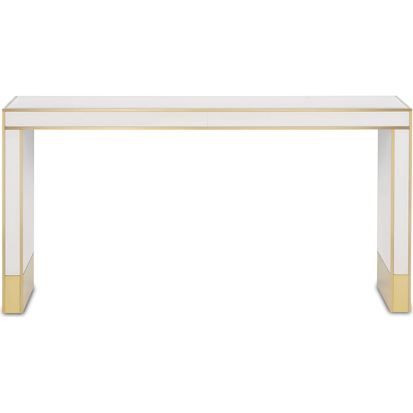 002 SI-1923806 | Additional Silo | Arden Console Table by Currey and Company in ivory, satin brass. Made from reverse painted glass, brass, solid hardwood in a modern style.