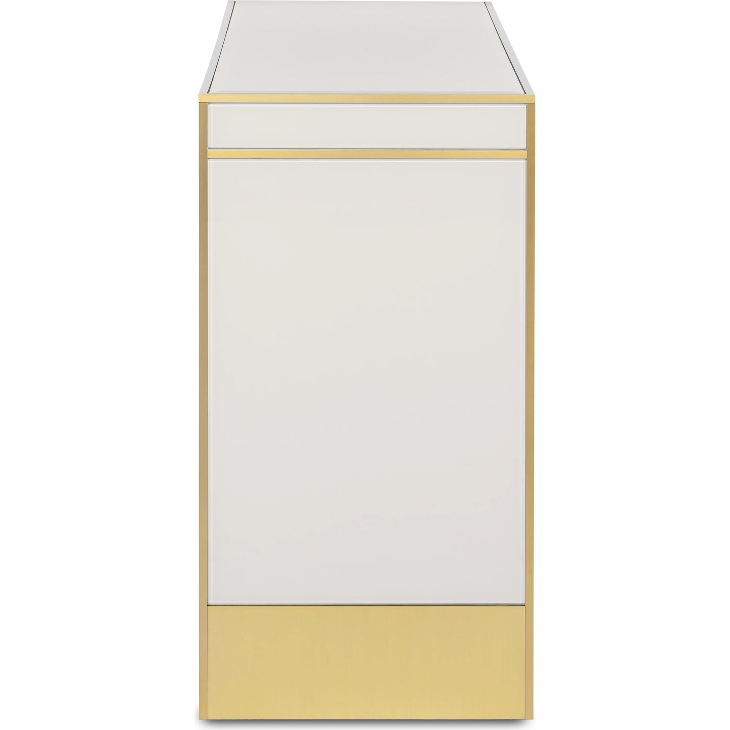 003 SI-1923806 | Additional Silo | Arden Console Table by Currey and Company in ivory, satin brass. Made from reverse painted glass, brass, solid hardwood in a modern style.