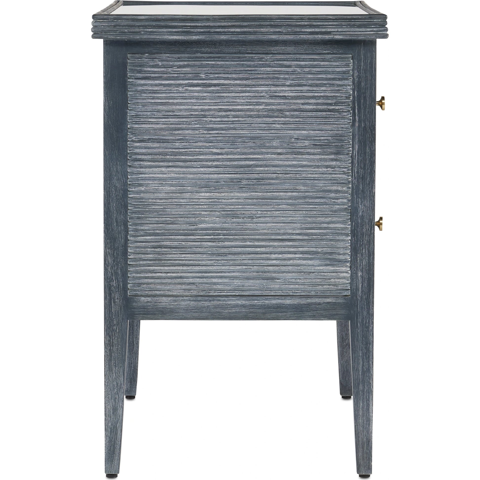 Santos 2-Drawer Chest by Currey and Company. Made from mahogany, rattan, brass, glass in a transitional style.