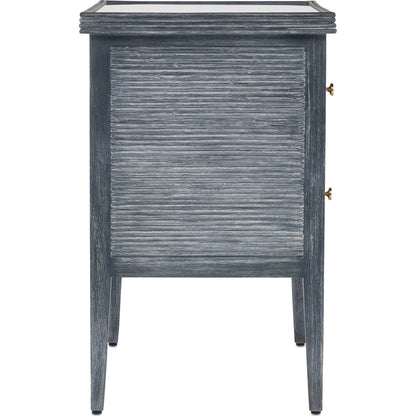 Santos 2-Drawer Chest by Currey and Company. Made from mahogany, rattan, brass, glass in a transitional style.
