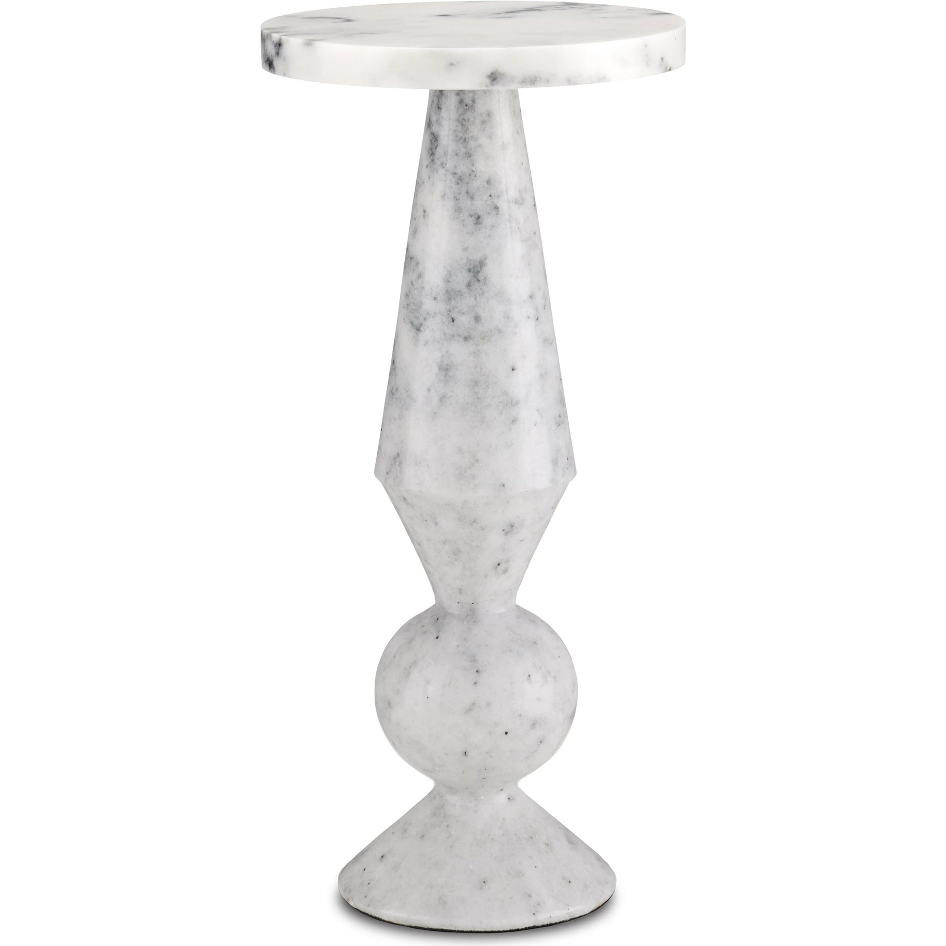 Quince Marble Accent Table by Currey and Company in white. Made from marble in a modern style.