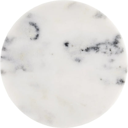 Quince Marble Accent Table by Currey and Company in white. Made from marble in a modern style.